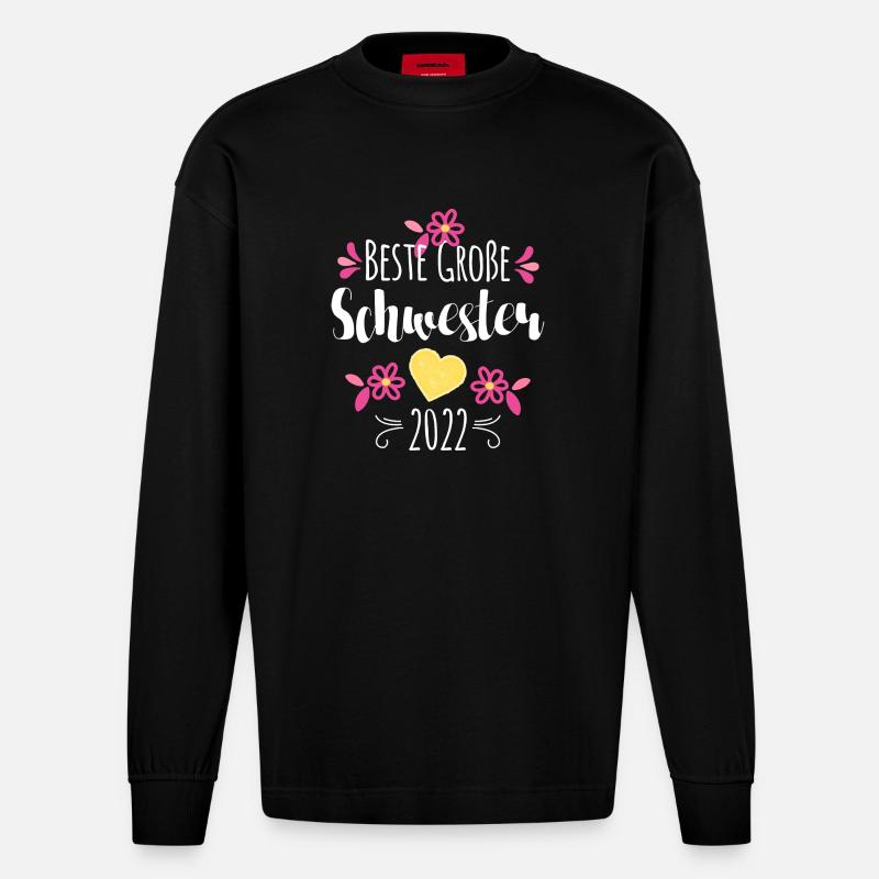 Beste Große Schwester 2022 - Heavyweight Oversized Organic Langarmshirt Made in EU - SOLID BLACK
