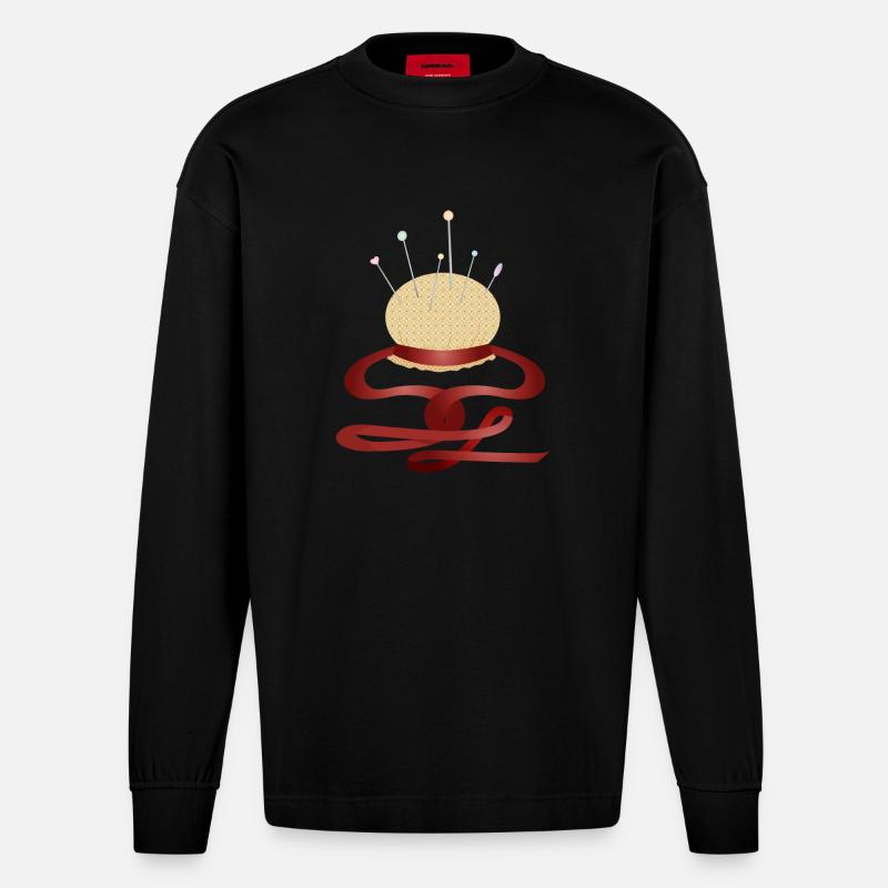 coussin d’épingle nostalgique avec épingles - Manches longues bio épais oversize fabriqué en UE - SOLID BLACK