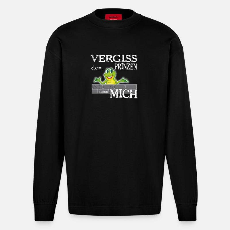 Frosch König textile Geschenkidee - Heavyweight Oversized Organic Langarmshirt Made in EU - SOLID BLACK