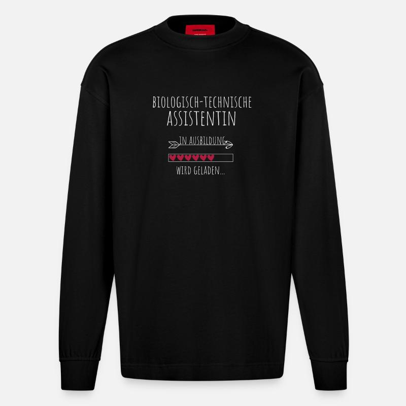 Biologisch Technische Assistentin in Ausbildung - Heavyweight Oversized Organic Langarmshirt Made in EU - SOLID BLACK