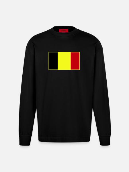 Anpassbare dreifarbige Flagge - Heavyweight Oversized Organic Langarmshirt Made in EU - SOLID BLACK