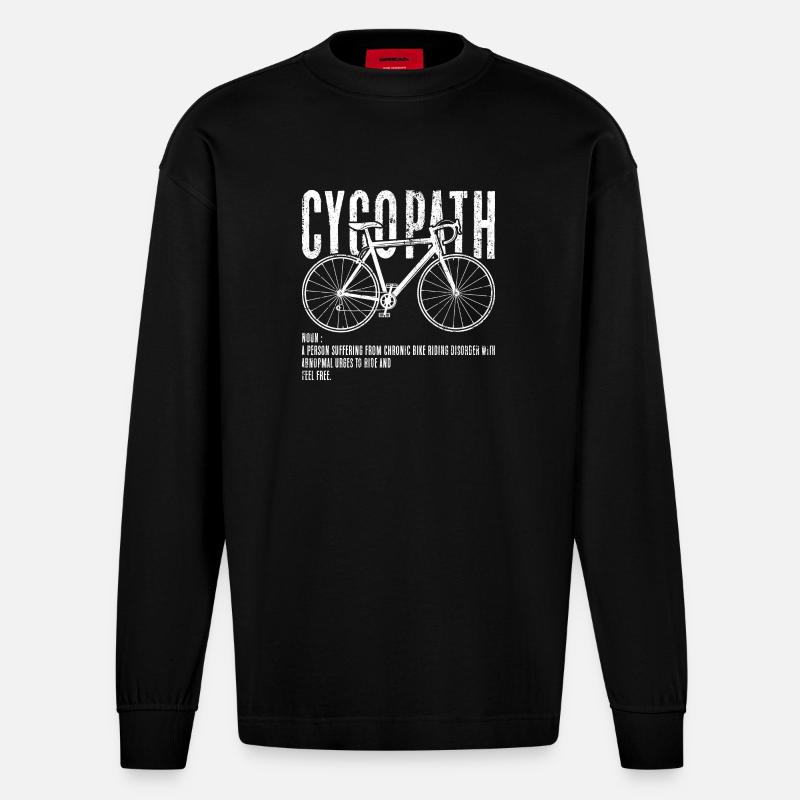 Silhouette de vélo cyclopathe - Manches longues bio épais oversize fabriqué en UE - SOLID BLACK