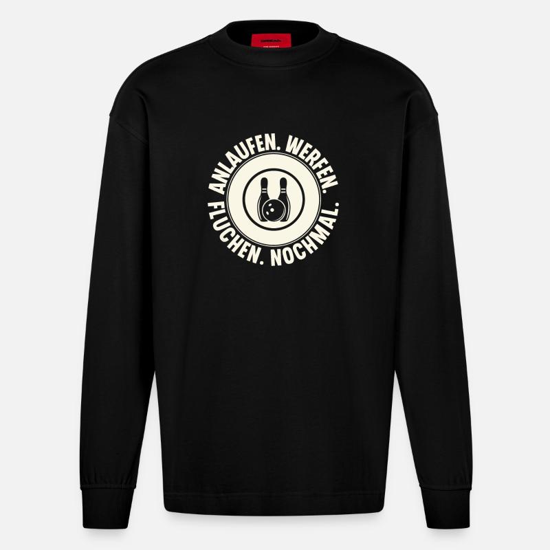 Bowling - Heavyweight Oversized Organic Langarmshirt Made in EU - SOLID BLACK
