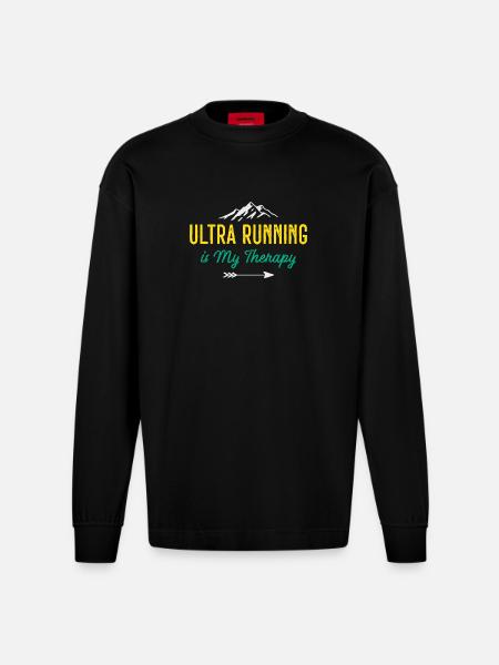 Ultra Running is My Therapy - Heavyweight Oversized Organic Longsleeve Shirt Made in EU - SOLID BLACK