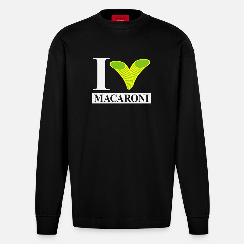 J’adore les macaronis - Manches longues bio épais oversize fabriqué en UE - SOLID BLACK