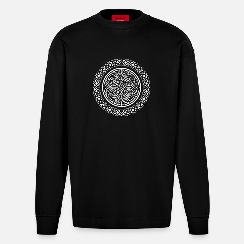 Celtic Knot - Heavyweight Oversized Organic Langarmshirt Made in EU - SOLID BLACK