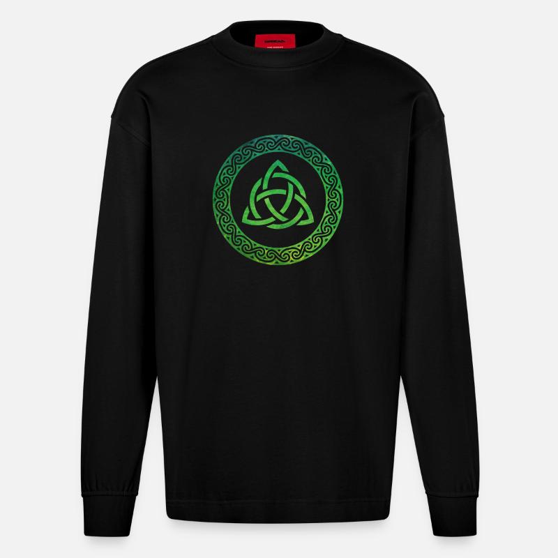 Celtic Knot - Heavyweight Oversized Organic Langarmshirt Made in EU - SOLID BLACK