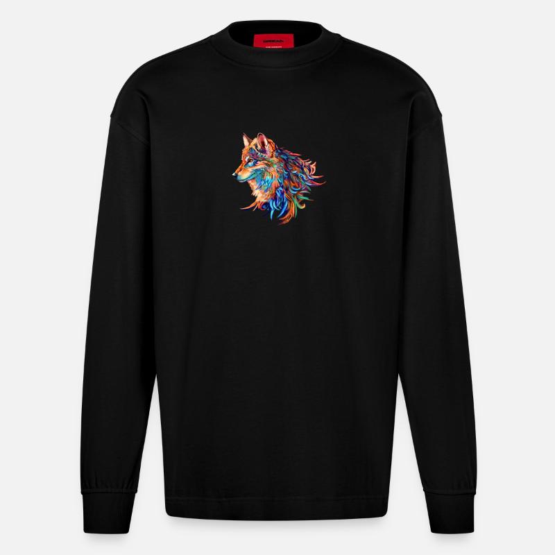 Wolf - Heavyweight Oversized Organic Langarmshirt Made in EU - SOLID BLACK