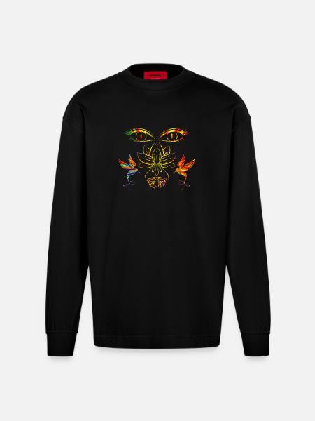Zen face - Heavyweight Oversized Organic Longsleeve Shirt Made in EU - SOLID BLACK