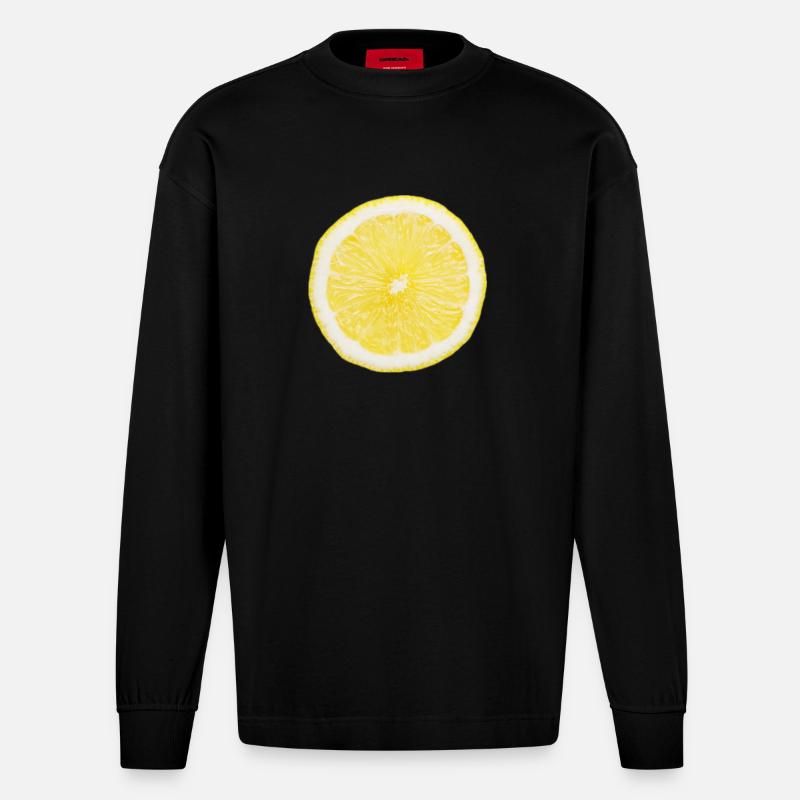 Halbe Zitrone - Heavyweight Oversized Organic Langarmshirt Made in EU - SOLID BLACK