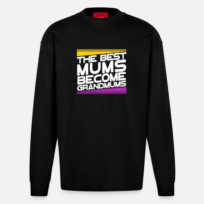 Oma Glückwunsch Großmutter Großmama Statement - Heavyweight Oversized Organic Langarmshirt Made in EU - SOLID BLACK