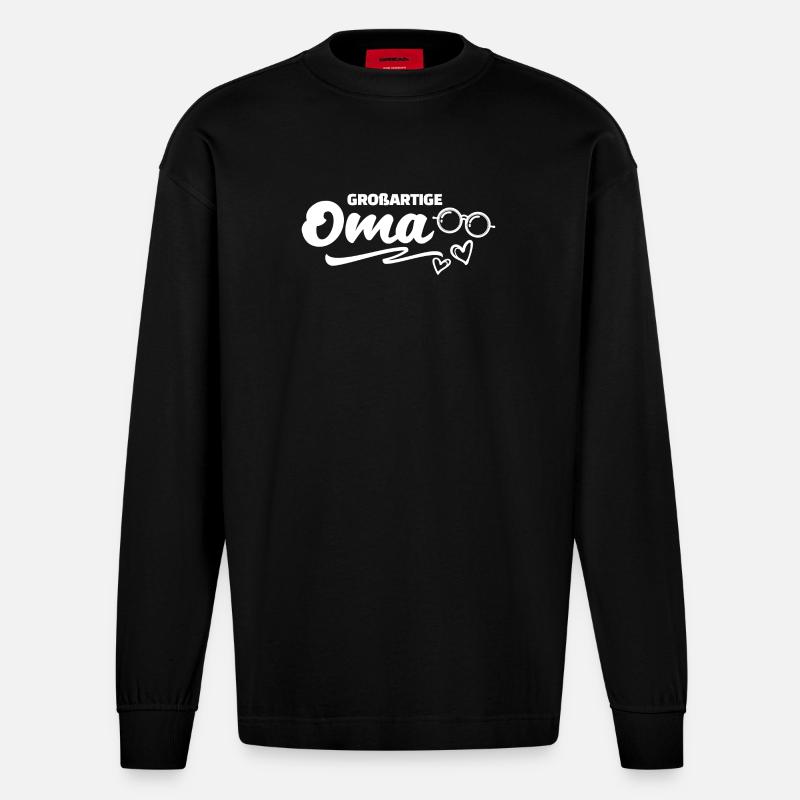 Großmutter Cool Oma Statement Brille Großmama - Heavyweight Oversized Organic Langarmshirt Made in EU - SOLID BLACK
