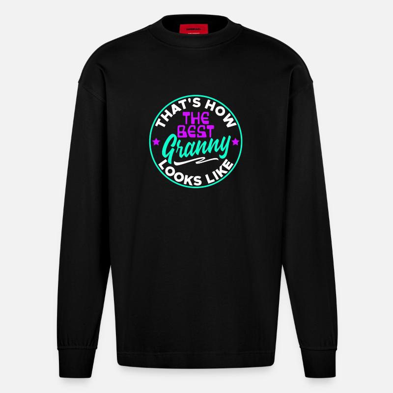 Cool Statement Beste Oma Enkelkind Großmutter - Heavyweight Oversized Organic Langarmshirt Made in EU - SOLID BLACK