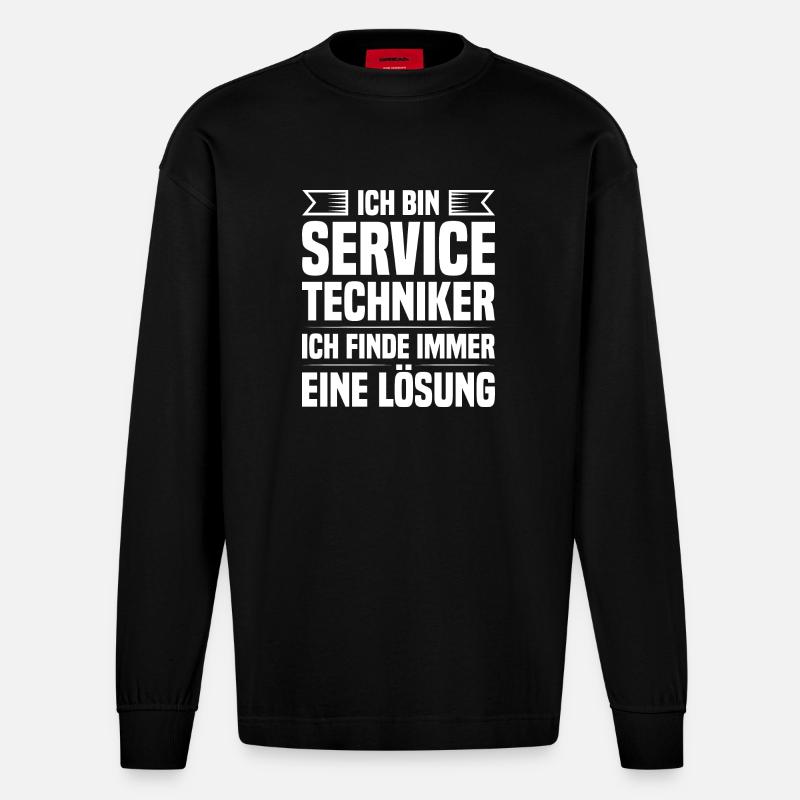 Servicetechniker Support Lösung Spruch Service - Heavyweight Oversized Organic Langarmshirt Made in EU - SOLID BLACK