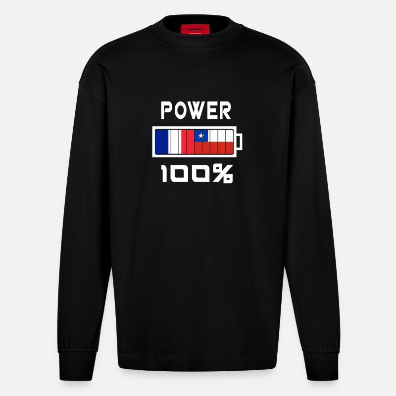 Chile und Frankreich machen 100% - Heavyweight Oversized Organic Langarmshirt Made in EU - SOLID BLACK