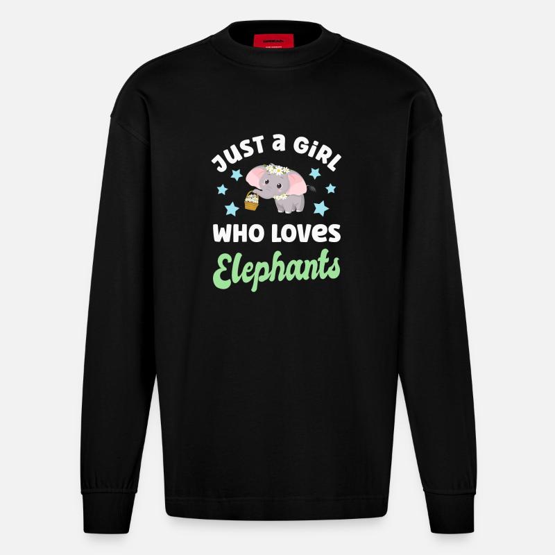 Elefant Elefanten - Heavyweight Oversized Organic Langarmshirt Made in EU - SOLID BLACK