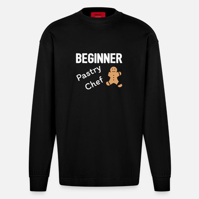 Beginner Pastry Chef - Manches longues bio épais oversize fabriqué en UE - SOLID BLACK
