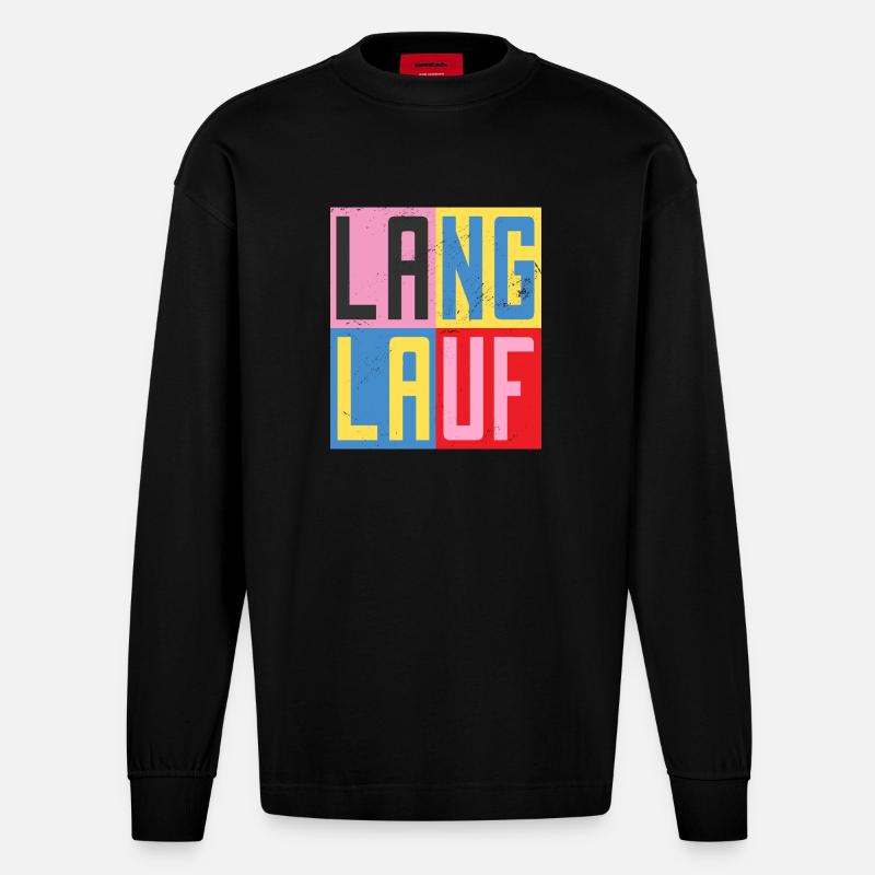 Langlauf Design - Heavyweight Oversized Organic Langarmshirt Made in EU - SOLID BLACK