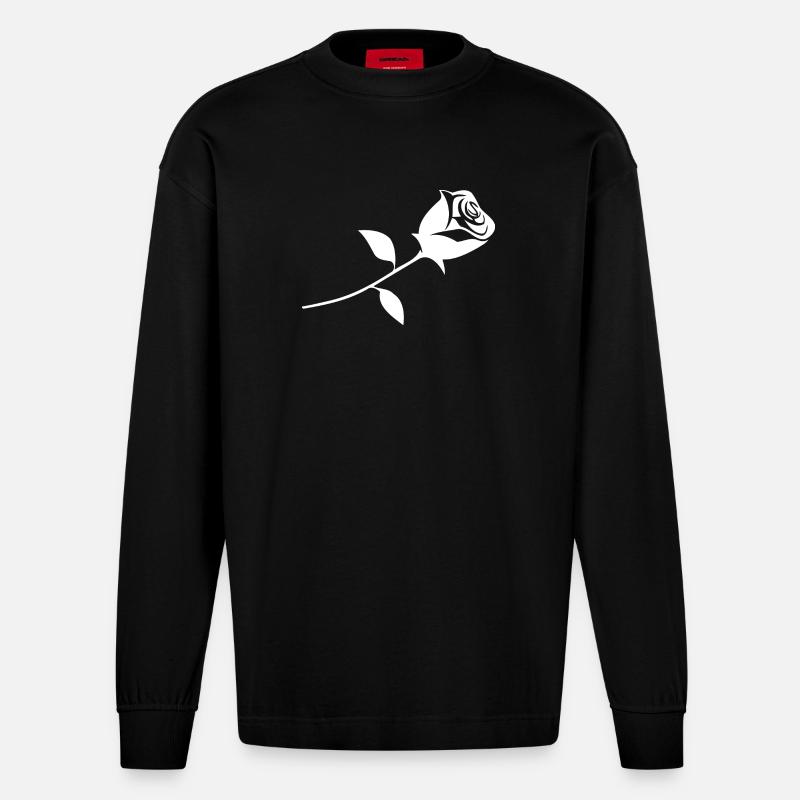 Une rose - Manches longues bio épais oversize fabriqué en UE - SOLID BLACK