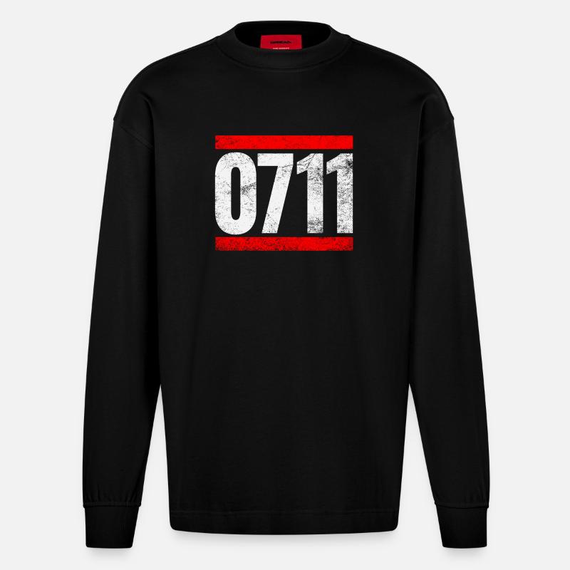 0711 Stuttgart - Heavyweight Oversized Organic Langarmshirt Made in EU - SOLID BLACK