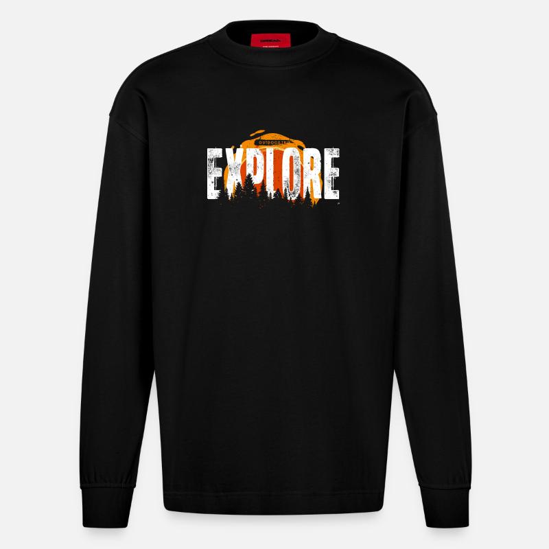 Entdecken Sie Forest Sunrise - Heavyweight Oversized Organic Langarmshirt Made in EU - SOLID BLACK
