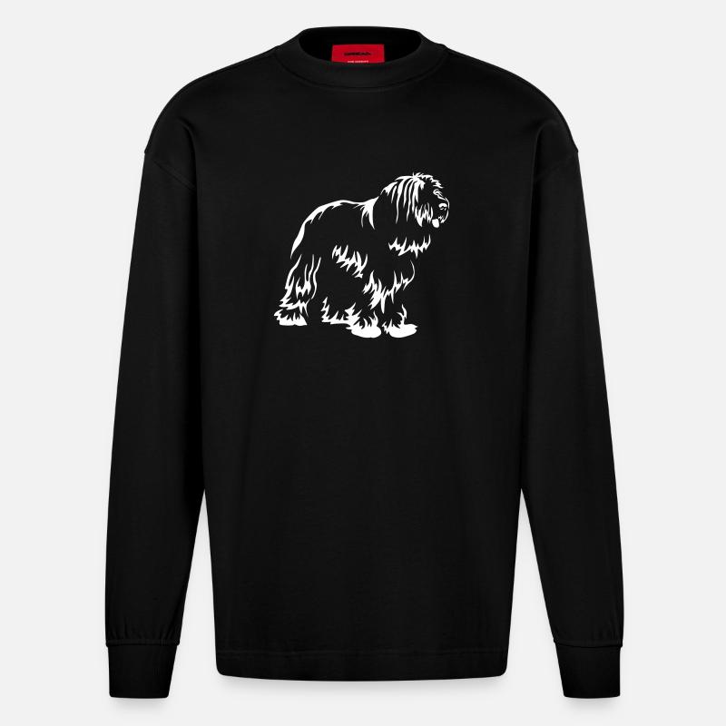 Bearded Collie "Black Edition" - Heavyweight Oversized Organic Langarmshirt Made in EU - SOLID BLACK