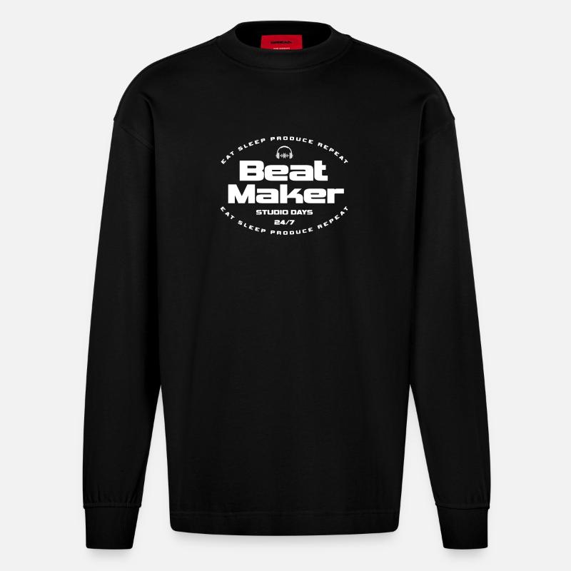 Beat Maker Studio Days - Heavyweight Oversized Organic Langarmshirt Made in EU - SOLID BLACK