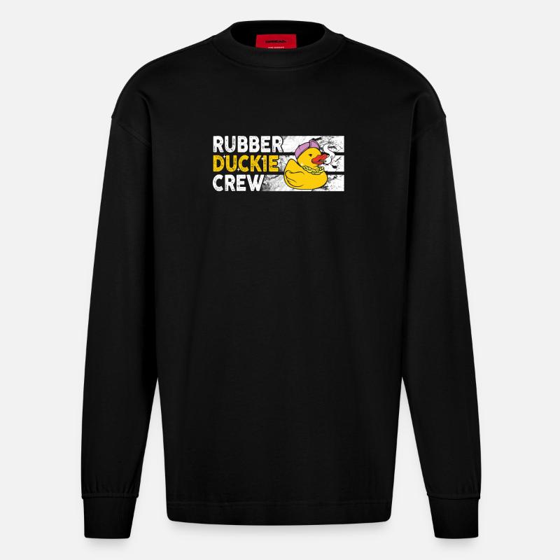 Rubber Duck Rubber Duckie Crew - Heavyweight Oversized Organic Langarmshirt Made in EU - SOLID BLACK