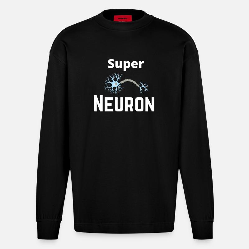 Superneuron-Netzwerk - Heavyweight Oversized Organic Langarmshirt Made in EU - SOLID BLACK