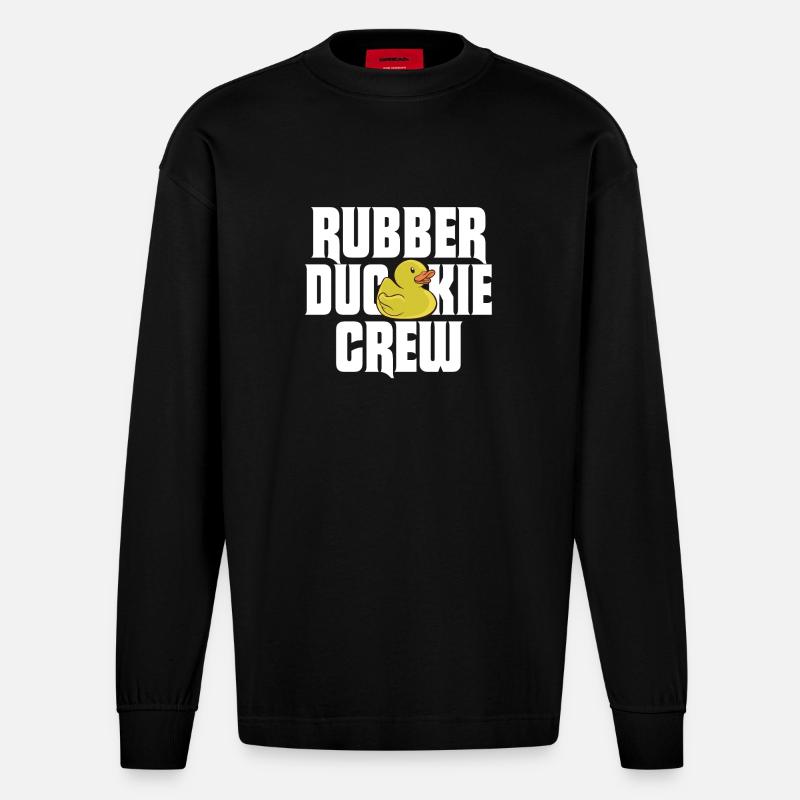 Rubber Duck Rubber Duckie Crew - Heavyweight Oversized Organic Langarmshirt Made in EU - SOLID BLACK