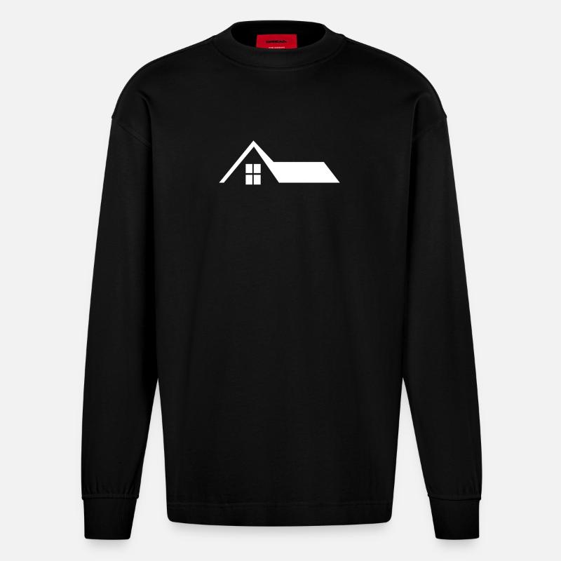 Toit de la maison - Manches longues bio épais oversize fabriqué en UE - SOLID BLACK