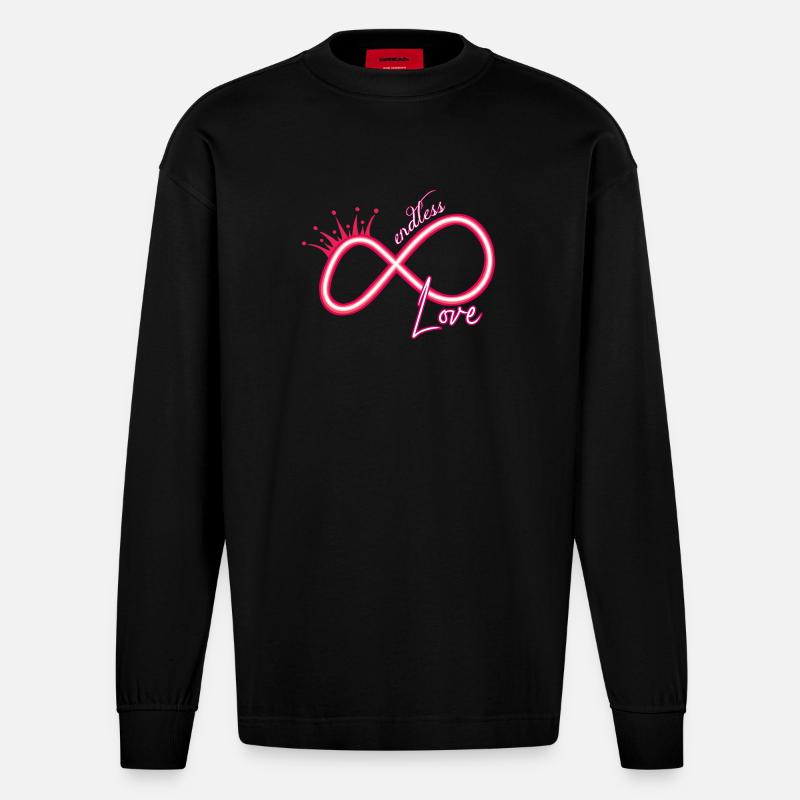Unendlichkeitszeichen neon endless love - Heavyweight Oversized Organic Langarmshirt Made in EU - SOLID BLACK