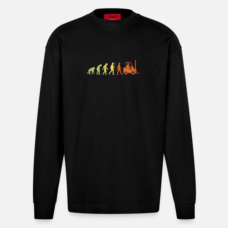 Évolution vers un cariste - Manches longues bio épais oversize fabriqué en UE - SOLID BLACK