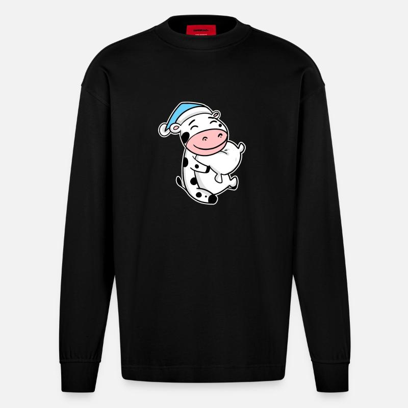 Bébé vache - Manches longues bio épais oversize fabriqué en UE - SOLID BLACK