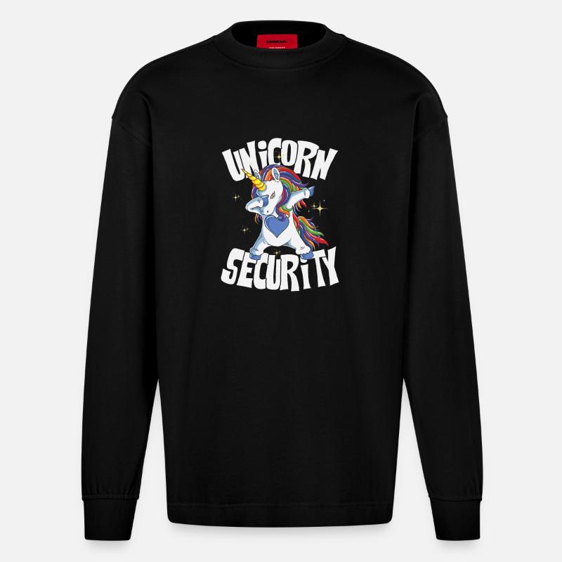 Unicorn security - Heavyweight Oversized Organic Langarmshirt Made in EU - SOLID BLACK