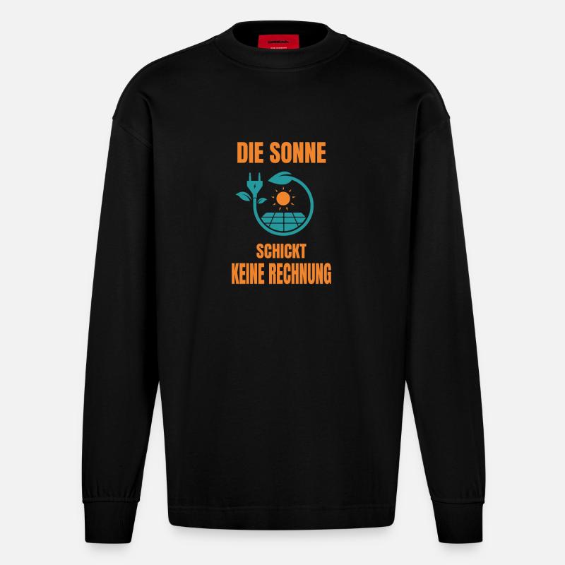 Sonne Keine Rechnung Solaranlage Solarstrom - Heavyweight Oversized Organic Langarmshirt Made in EU - SOLID BLACK