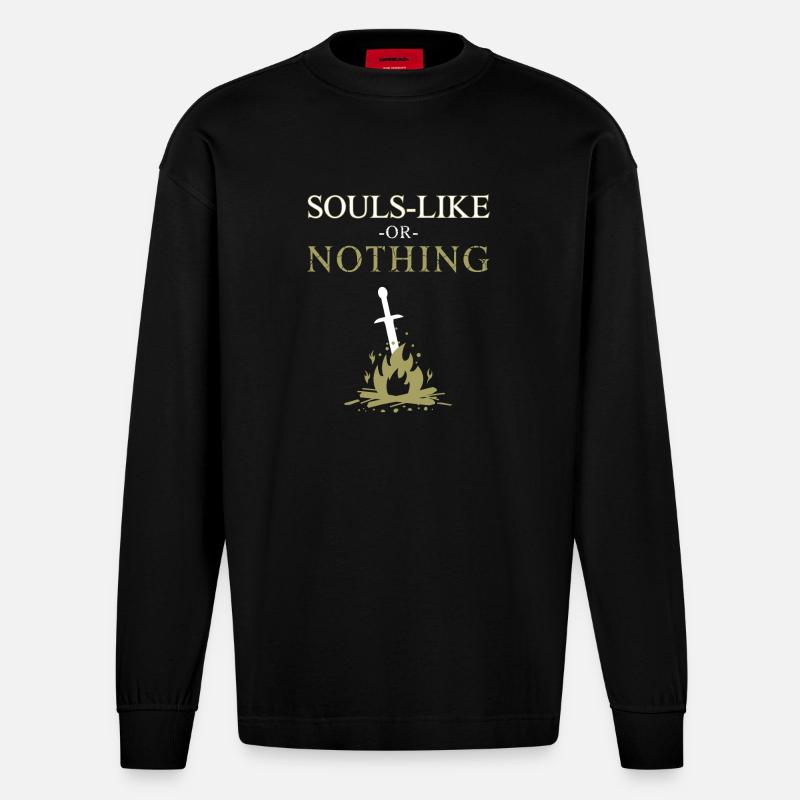 Seelen-Like oder nichts - Heavyweight Oversized Organic Langarmshirt Made in EU - SOLID BLACK