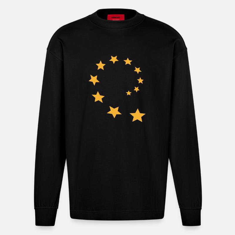 Sternenkreis deformiert 2 - Heavyweight Oversized Organic Langarmshirt Made in EU - SOLID BLACK