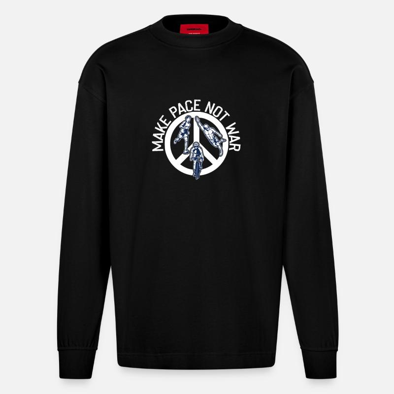 Mach Tempo Statt Krieg Triathlet - Heavyweight Oversized Organic Langarmshirt Made in EU - SOLID BLACK