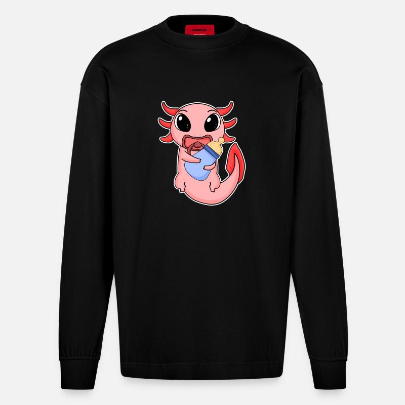 Bébé Axolotl - Manches longues bio épais oversize fabriqué en UE - SOLID BLACK