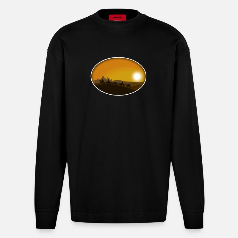 From afar - Heavyweight Oversized Organic Langarmshirt Made in EU - SOLID BLACK