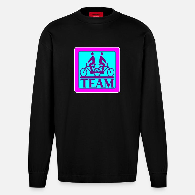 TEAM PROBLEMS - BICYCLE - STRATEGY - Heavyweight Oversized Organic Longsleeve Shirt Made in EU - SOLID BLACK