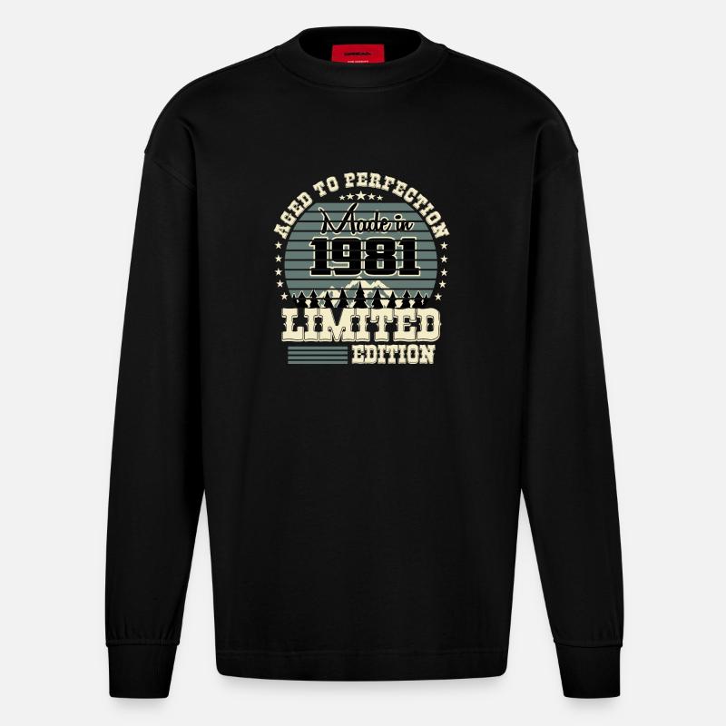 Édition limitée 1981 - Manches longues bio épais oversize fabriqué en UE - SOLID BLACK