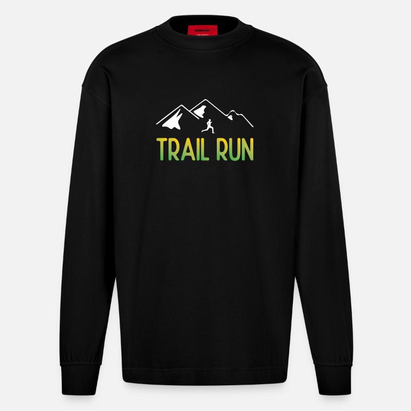 Trailrun - Heavyweight Oversized Organic Langarmshirt Made in EU - SOLID BLACK