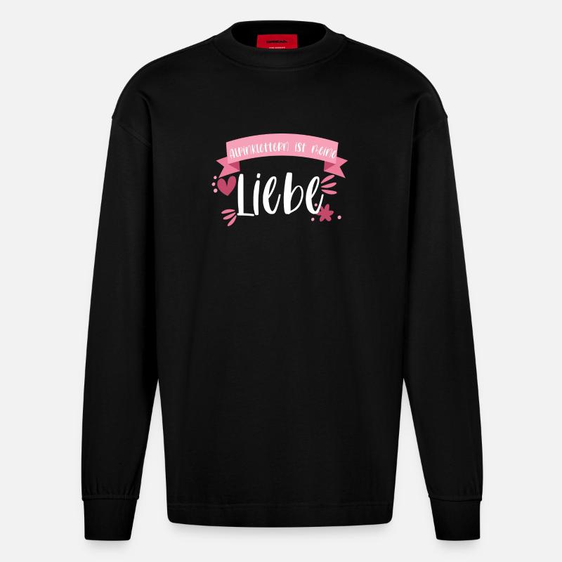 Klettern Alpinklettern Liebe Berge Geschenk - Heavyweight Oversized Organic Langarmshirt Made in EU - SOLID BLACK