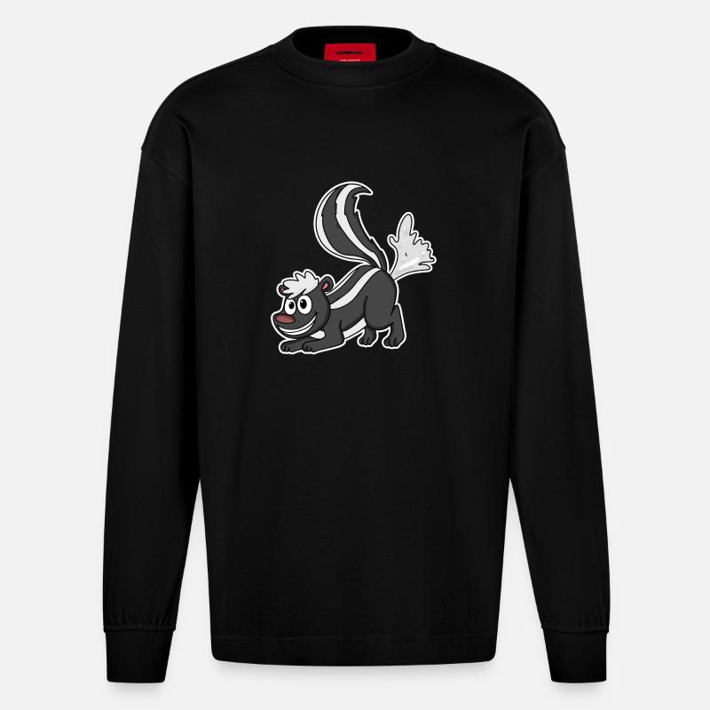 Mouffette de Skunk - Manches longues bio épais oversize fabriqué en UE - SOLID BLACK