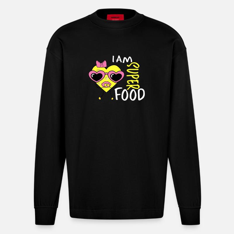 Cœur de fromage - Manches longues bio épais oversize fabriqué en UE - SOLID BLACK