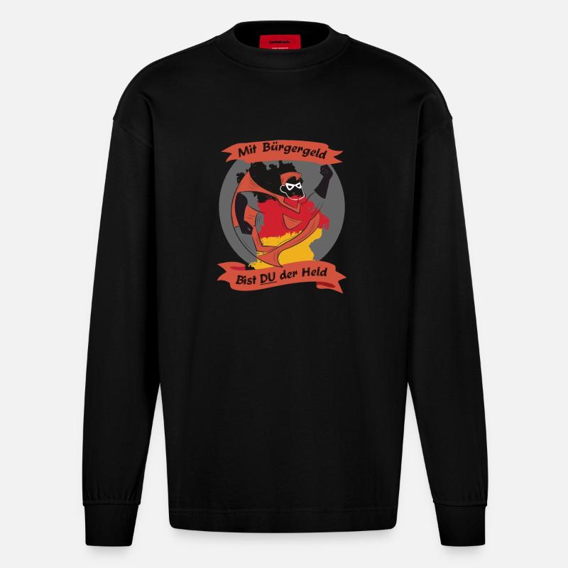 Held des Bürgergeld´s - Heavyweight Oversized Organic Langarmshirt Made in EU - SOLID BLACK