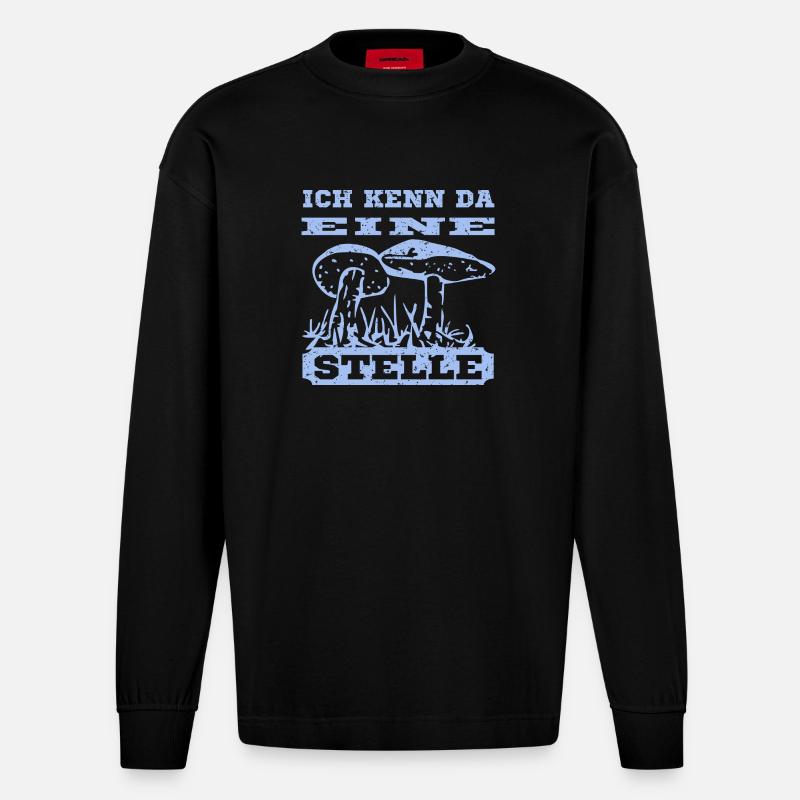 Pilz Design mit Spruch - Heavyweight Oversized Organic Langarmshirt Made in EU - SOLID BLACK