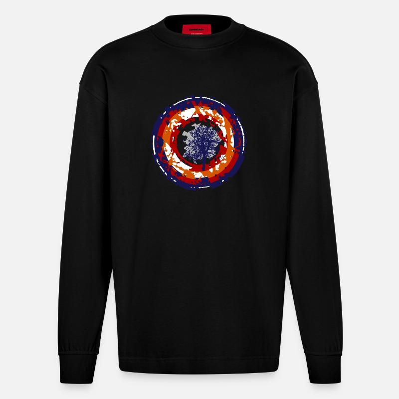 crazy bullseye - Heavyweight Oversized Organic Langarmshirt Made in EU - SOLID BLACK